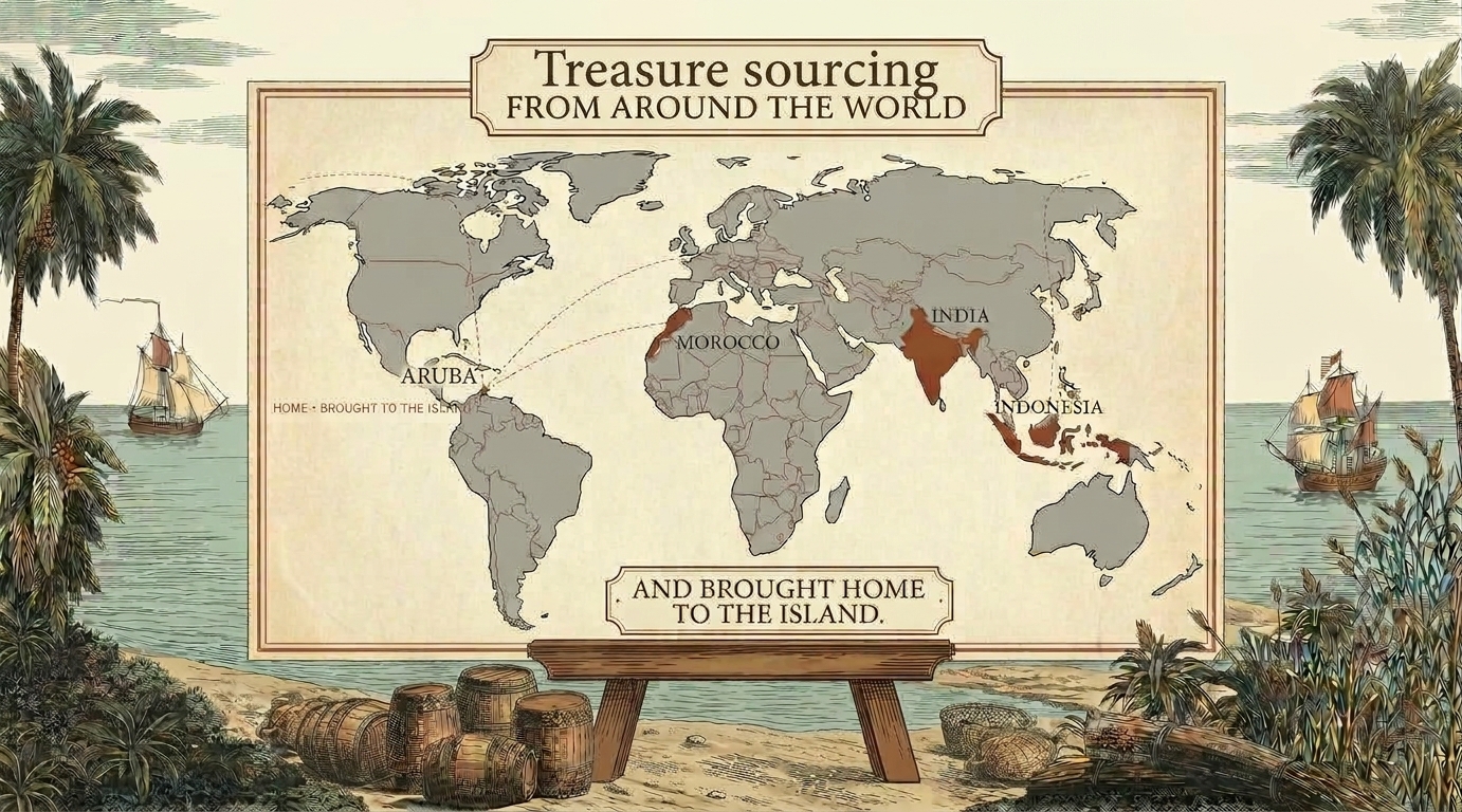 Treasure sourcing from around the world, …and brought home to the island.