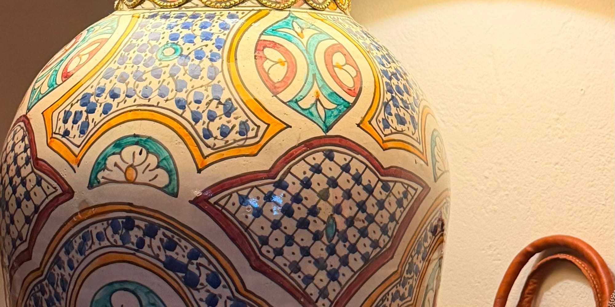 Hand-painted Moroccan ceramic vase at The Boho House